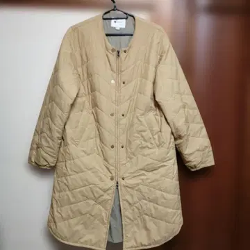 베이지 퀼팅 롱 코트