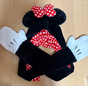 미니 마우스 플리스 모자 장갑 세트