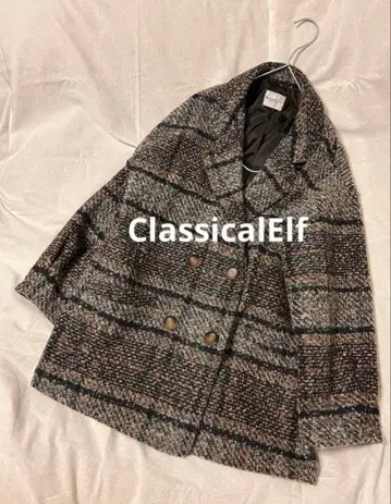 ClassicalElf 체크 무늬 오버 사이즈 더블 자켓 코트 L