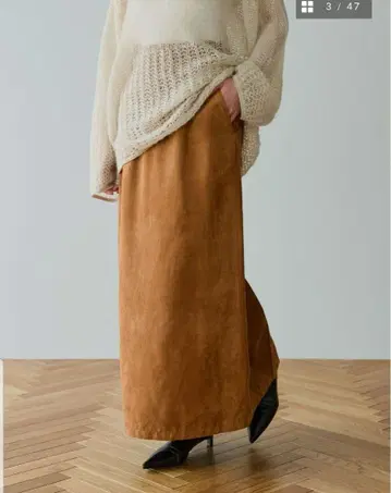 crewre 페이크 스웨이드 I라인 스커트 camel