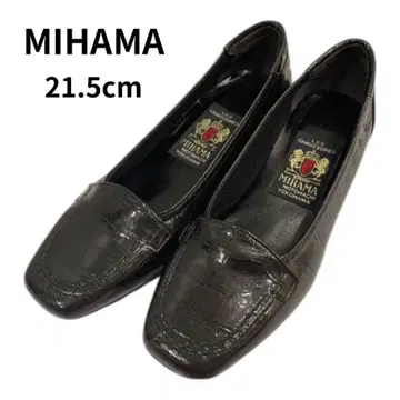 [ 미사용급 ] MIHAMA 미하마 펌프스 21.5 블랙 일본제 스퀘어토