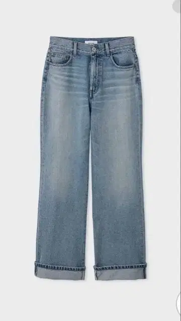 라이트 블루 와이드 레그 데님 팬츠