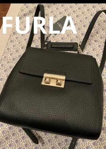 FURLA 가죽 블랙 백팩 새상품급