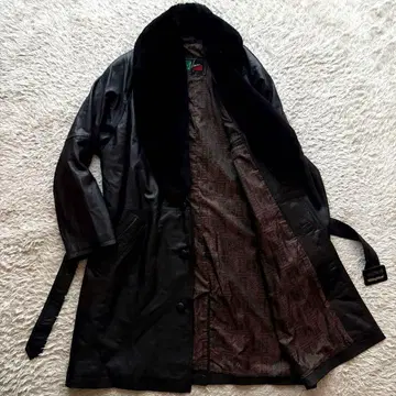 양가죽 L 사이즈 HANAI 트렌치 코트 퍼 탈부착 가능 한국제 블랙