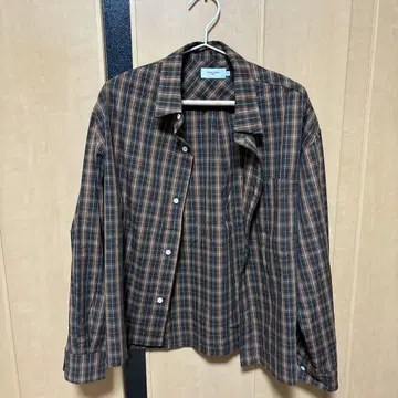 BONBON 박스 컷 체크 셔츠 B5169 브라운 s 사이즈
