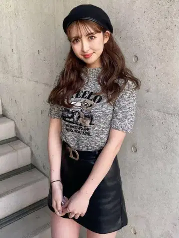 자수 D 베어 니트탑