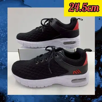 24.5cm 새상품 남성용 스니커즈 넓은 통굽 경량 메쉬 에어 신발 블랙