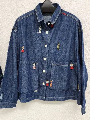 새상품 미사용 리틀 미이 데님 자수 자켓