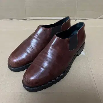 브라운 천연 가죽 가죽 신발 사이드 고어 숏부츠 23.5-24cm