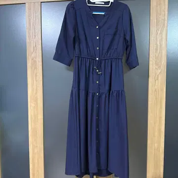 REDYAZEL 네이비 7부 소매 티셔츠 원피스