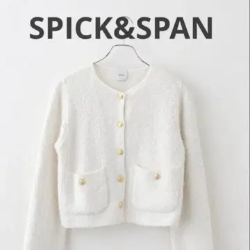 [ 새상품급 ] SPICK&SPAN 트위드 니트 가디건 화이트