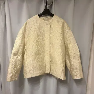 미라 오웬 부풀린 자카드 코쿤 블루종