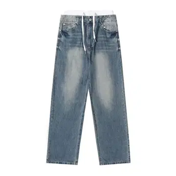 Youhee 라이트 블루 와이드 레그 데님