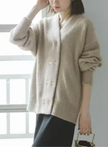 noble YAK/야크 더블 버튼 니트 가디건 베이지