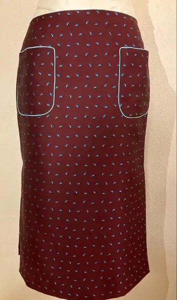 택 포함 새상품 와인색 제비 패턴 슬릿 타이트 스커트