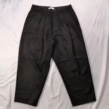 ZARA 페이크 스웨이드 드로 코드 와이드 팬츠 블랙