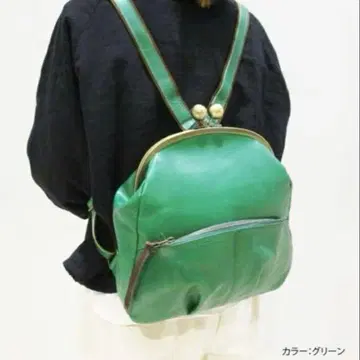 천연 가죽 레쎄필 가마구치형 백팩