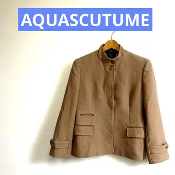 Aquascutum 베이지 자켓 스탠드 카라 울 100%