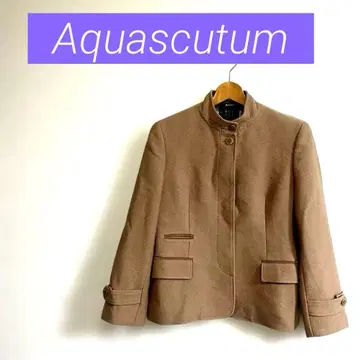 Aquascutum 카멜 자켓 스탠드 카라 울 100% M
