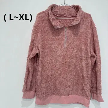 구제 의류 핑크 플리스 하프 지퍼 자켓 (L~XL)
