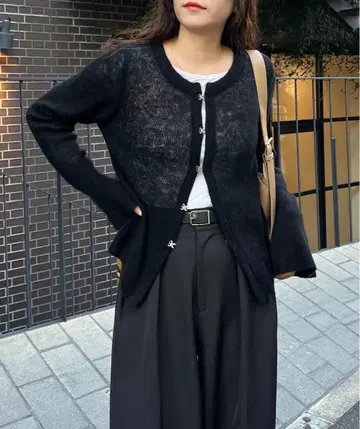 [택 포함 새상품] 카프리슈 레마쥬 텐셀 울 후크 가디건