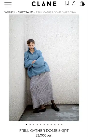 CLANE 프릴 개더 돔 스커트 그레이
