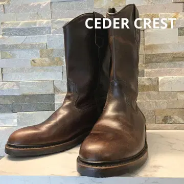 CEDER CREST 시더 크레스트 천연 가죽 롱 부츠 브라운 지퍼