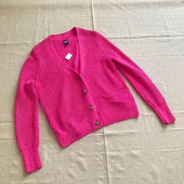 GAP 여성용 로우 게이지 V넥 코튼 가디건 핑크 L 사이즈