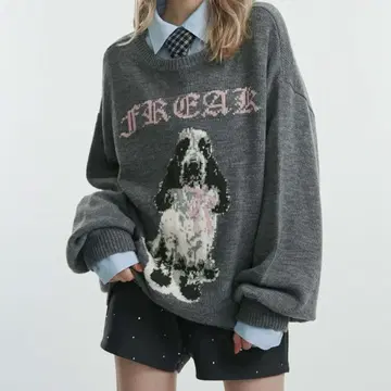 jouetie DOG 자카드 루즈 니트