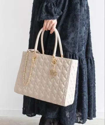 RANDA 2WAY 퀼팅 라지 백 크림색