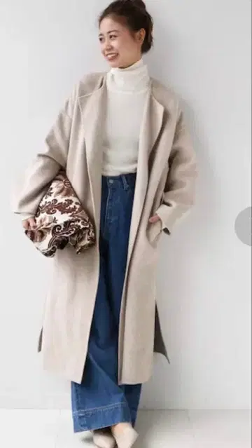 레리움 울 나일론 리버 노카라 코트