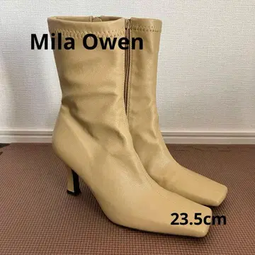 Mila Owen 미라 오웬 스퀘어 스트레치 부츠 베이지 23.5