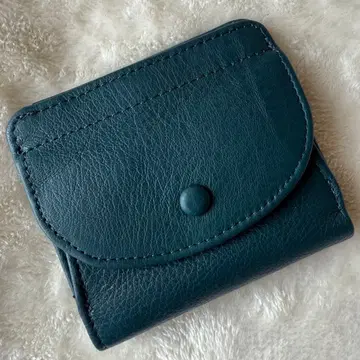 [ 미사용 새상품 ] 여성용 천연 가죽 접이식 지갑 다크 그린 월렛