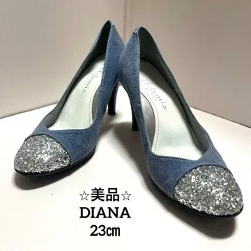 새상품급 DIANA 다이애나 데님 글리터 캡 펌프스 23cm