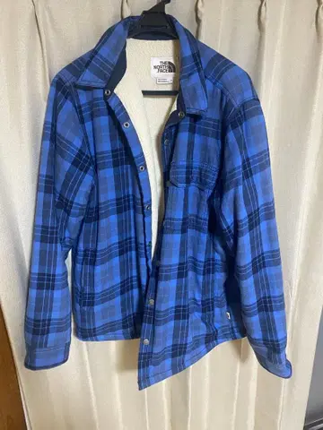 THE NORTH FACE 블루 계열 체크 플란넬 셔츠 M