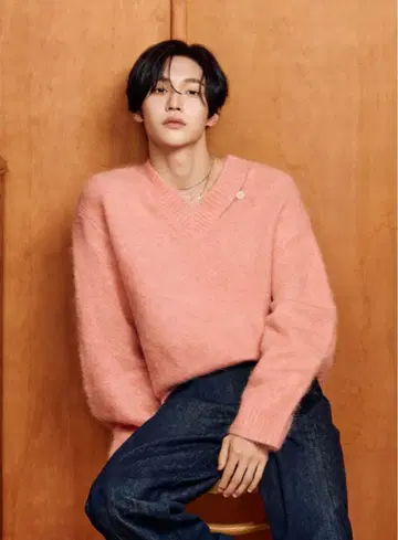 SATUR 에센 투톤 모헤어 니트 L 사이즈 원빈 착용