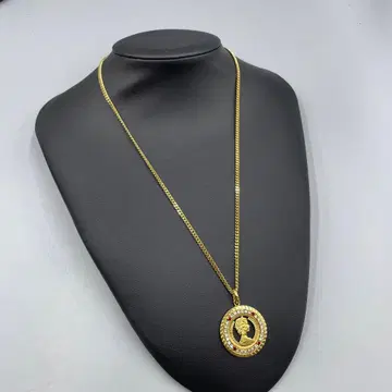 24 빈티지 골드 메달형 목걸이 스톤 포함