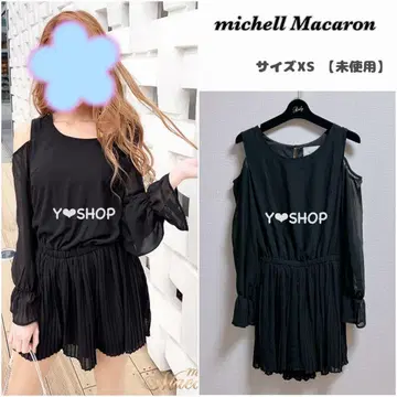 [ 미사용 ] 플리츠 콤비네존 올인원 미셸 마카롱