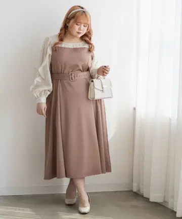 CLETT 프릴 소매 벨트 롱 원피스