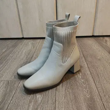 화이트 사이드 고어 부츠 중간 힐