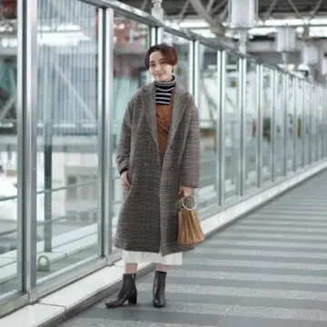 [ 새상품급 ] RayBEAMS 체스터 코트 롱 브라운 체크