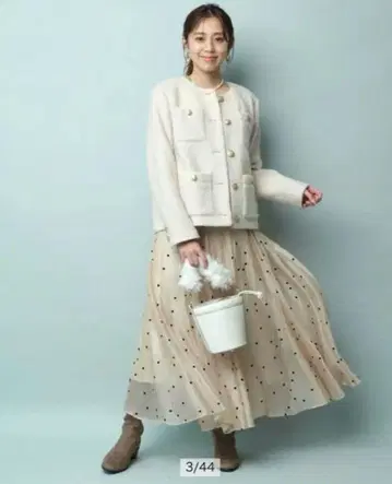 JUSGLITTY 샤이니 도트 바닥 플레어 스커트