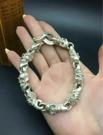 스컬 디자인 실버 팔찌*3