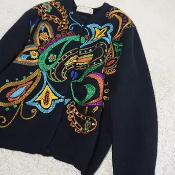 자수 컬러풀 페이즐리 가디건