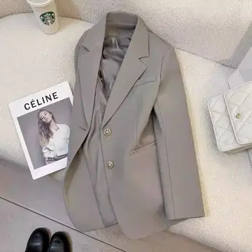 미디 그레이 테일러드 자켓 2025 신상 고급 하이 센스의 영국풍 패션