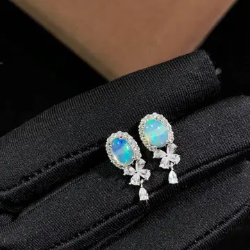 천연 오팔 5 x 7mm 귀걸이 화채 발군 S925 엘레강트 디자인