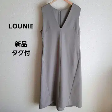 새상품 LOUNIE V넥 오버롤 스커트 그레이 슬리브리스 원피스