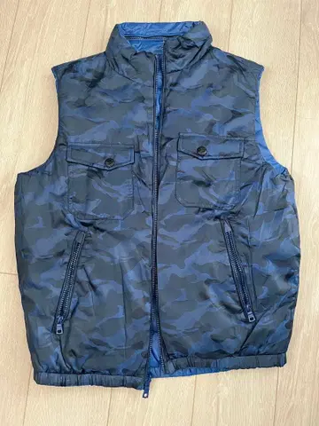 GAS 카모 패턴 슬리브리스 리버서블 다운 베스트