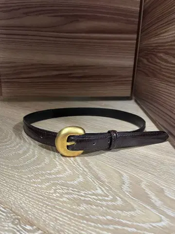 [ 천연 가죽 ] 다크 브라운 벨트 골드 버클 2way