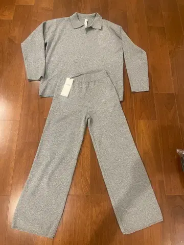 Alo Yoga 피케 셔츠 업 팬츠 세트 그레이